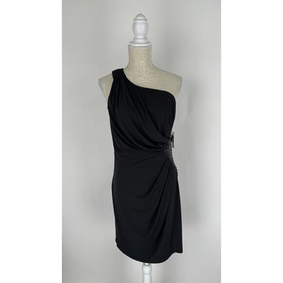 Jessica Simpson Womens Black One Shoulder Dress Sleeveless Sequins Size 6 NWT - Picture 1 of 10
